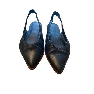 Frye Women's Kenzie Sling Back Pointy Toe Leather Flats Black Size 10